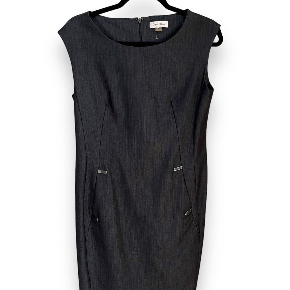 Calvin Klein sleeveless blue/black dress with pockets size 8